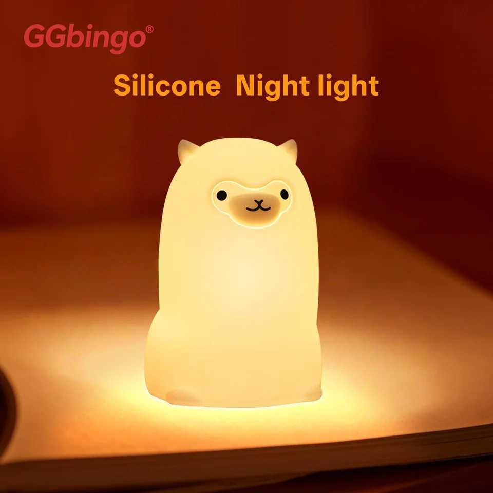 GGbingo LED Night light Touch Sensor RGB LED Alpaca USB Rechargeable Silicone Lamp for Children Baby Toy Festival Decor C250913