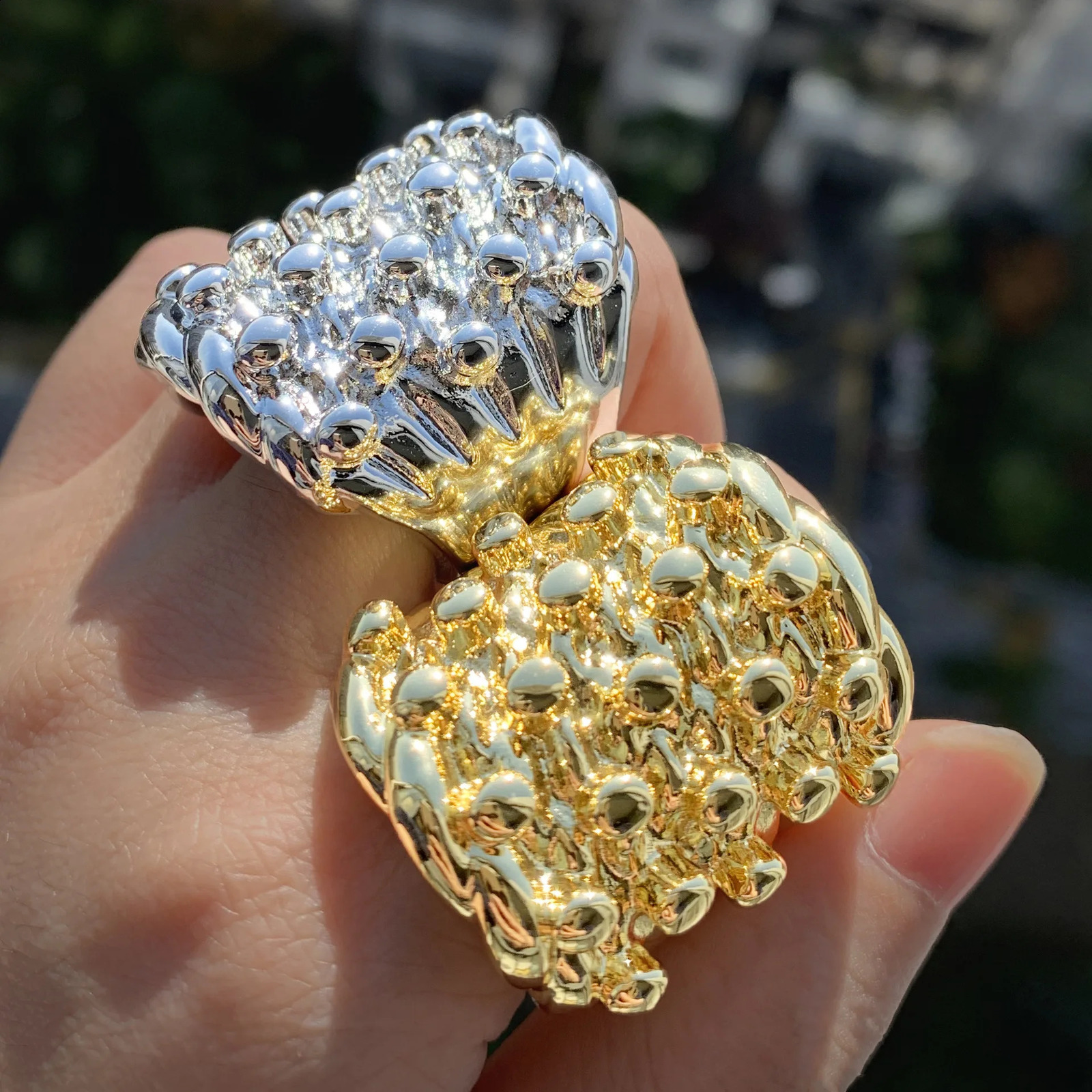 Lava Concavoconvex Exaggerated Gold Rings for Men Silver Color Retro Unique Rings Punk Jewelry Keeper Ring Hip Hop Gift 250912
