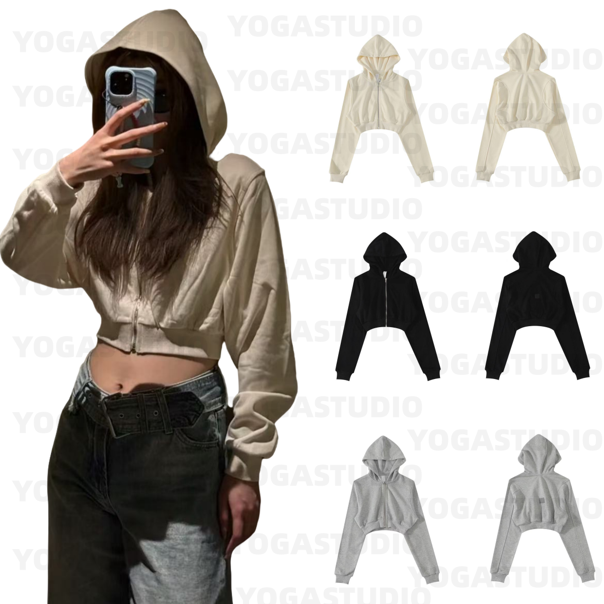 Women Clothes Yoga Zip Hoodie and Pants Set Fitness Activewear Gym Sportswear Sports Crop Top Tank and Jogger Pants Set Women Workout Clothes Gear