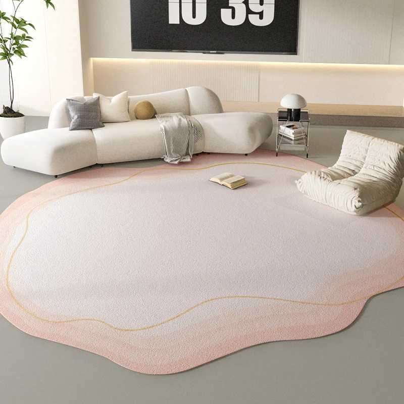 Ins Style Living Room Decoration Pink Carpet Irregular Shape Rugs for Bedroom Fluffy Soft Plush Bedside Mat Luxury Cloakroom Rug C250913