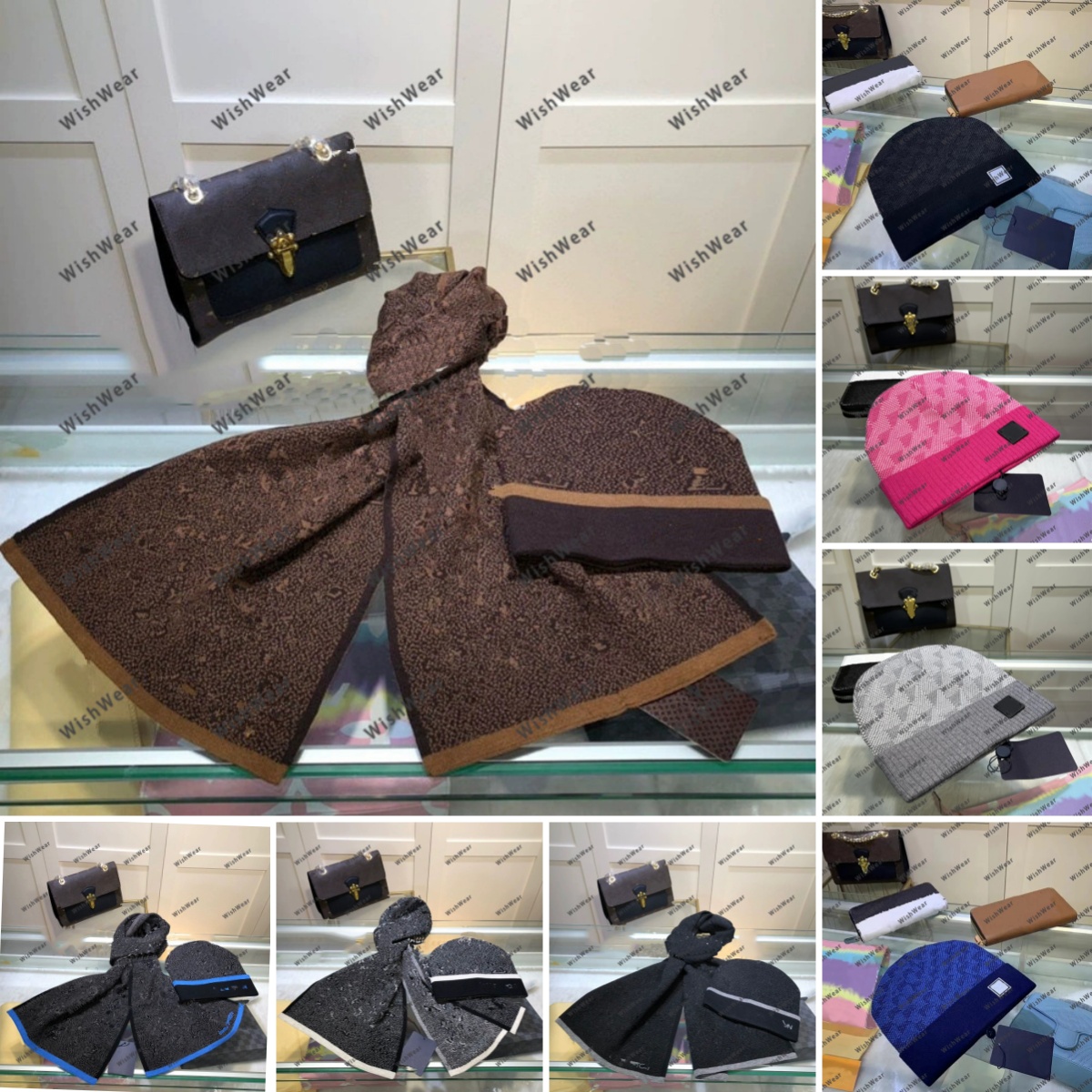 Hat and scarf set classic beanies designer Winter Bean men and women Fashion design knit hats fall woolen cap letter jacquard unisex warm skull hat echarpe luxe