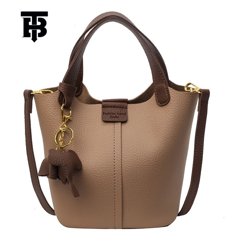 TB BHULAMTE Designer Bag Yuezi Bag Women 2025 New Fashion Trendy Color-block Handbag Mother-daughter Bucket Bag Casual Lychee Pattern Crossbody Bag
