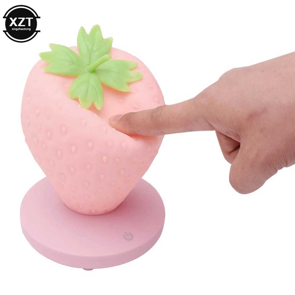 LED Strawberry Lamp for Bedroom Silicon TouchSensor USB Rechargeable Dimmable Idyllic Bedside Night Light for House Decoration C250913