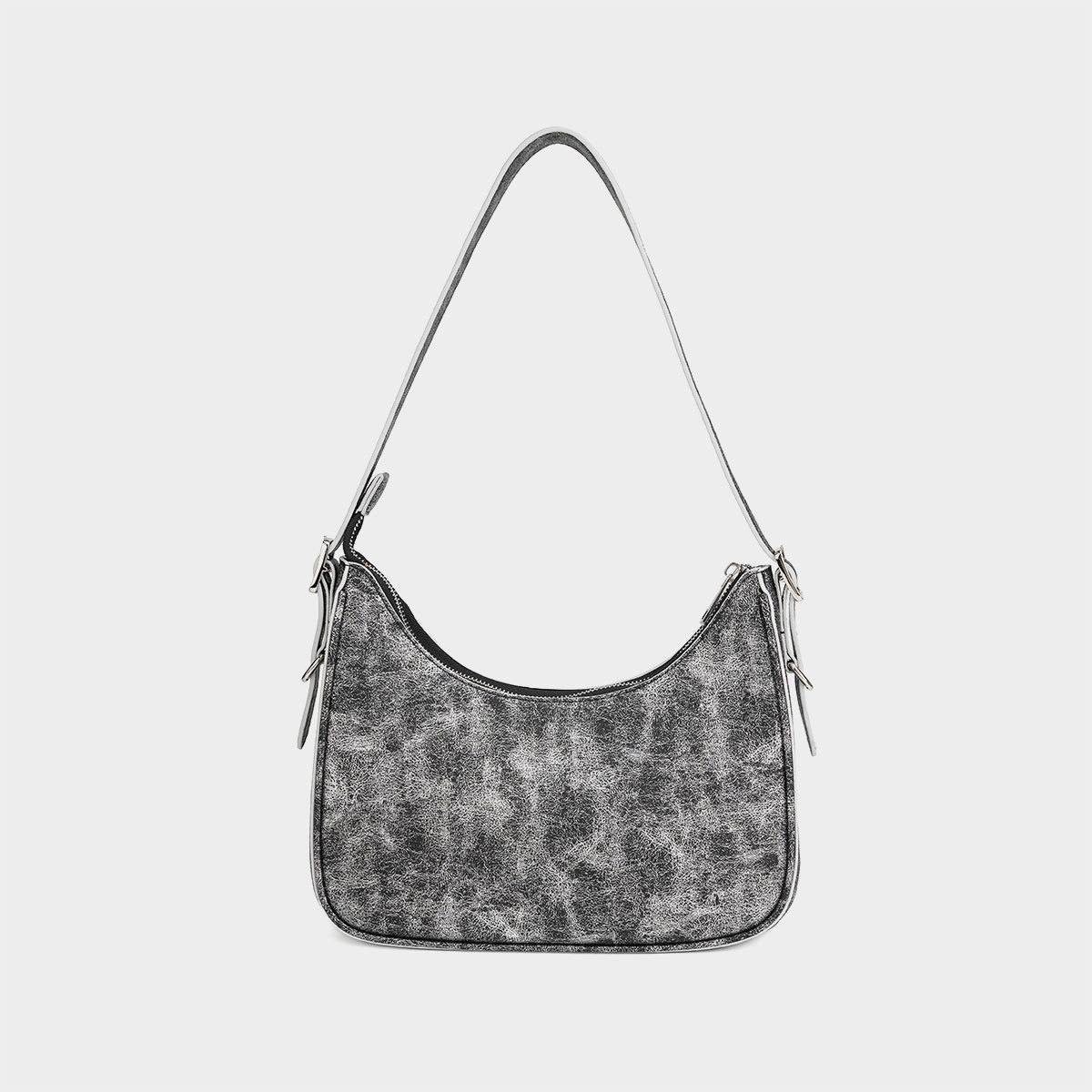 HERMIN 2025 new oil wax leather three in one shoulder crossbody bag with pleated retro women's bag