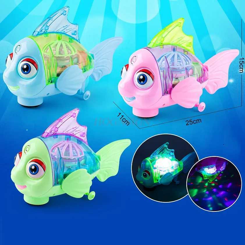 Luminous and transparent clownfish swaying fish electric gear toy sound and light universal reptile baby pet C250913