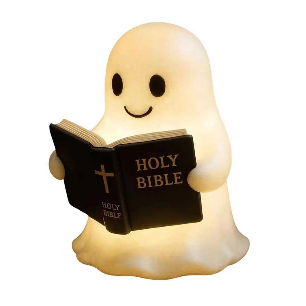 Ghost Light for Home Decor Spooky Ghost Bible Lamp 3d Resin Night Light Figurine for Halloween Decor Cute Ghost for Bedroom C251122