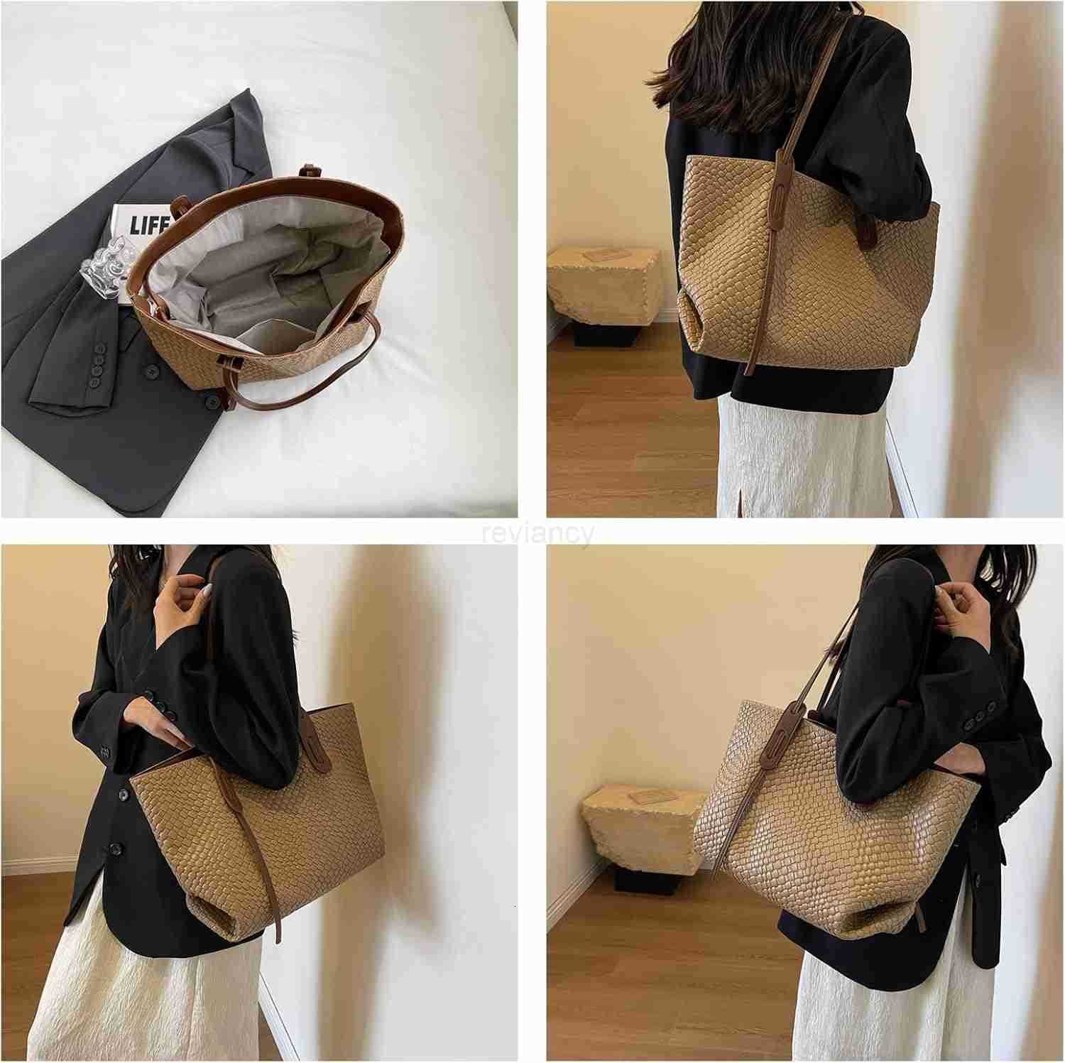 Women Large Capacity Tote Bags PU Faux Leather Top Handle Satchel Handbags Shoulder Purse for Work Shopping CampingW250913