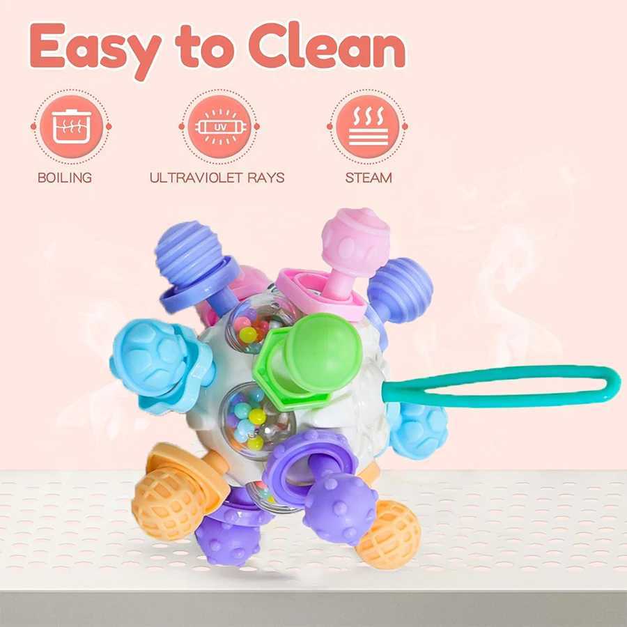 Montessori 012 Months Baby Sensory Rattle Teether Toys Grasping Activity Development Silicone Toys Birthday Christmas Gift C250913