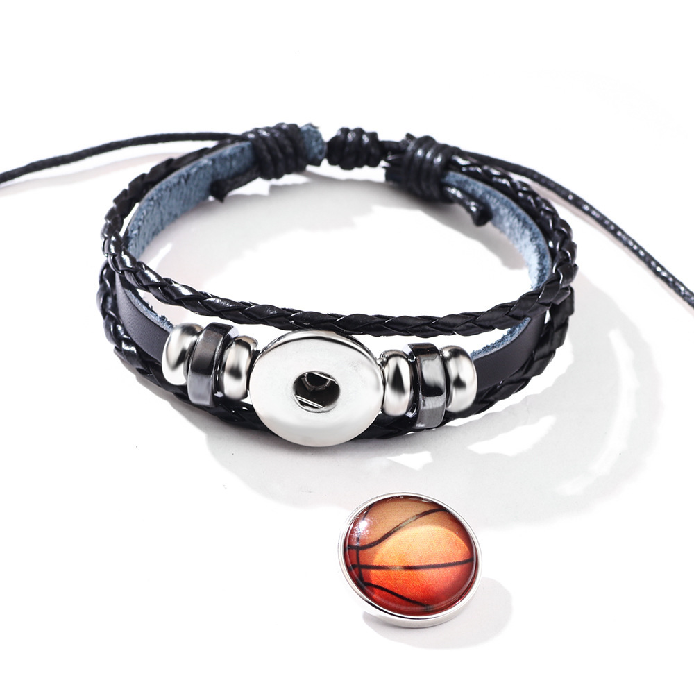 Luminous Leather Basketball Football Baseball Cowhide Woven Bracelet Glass Buckle Fluorescent Wristband ddmymoon