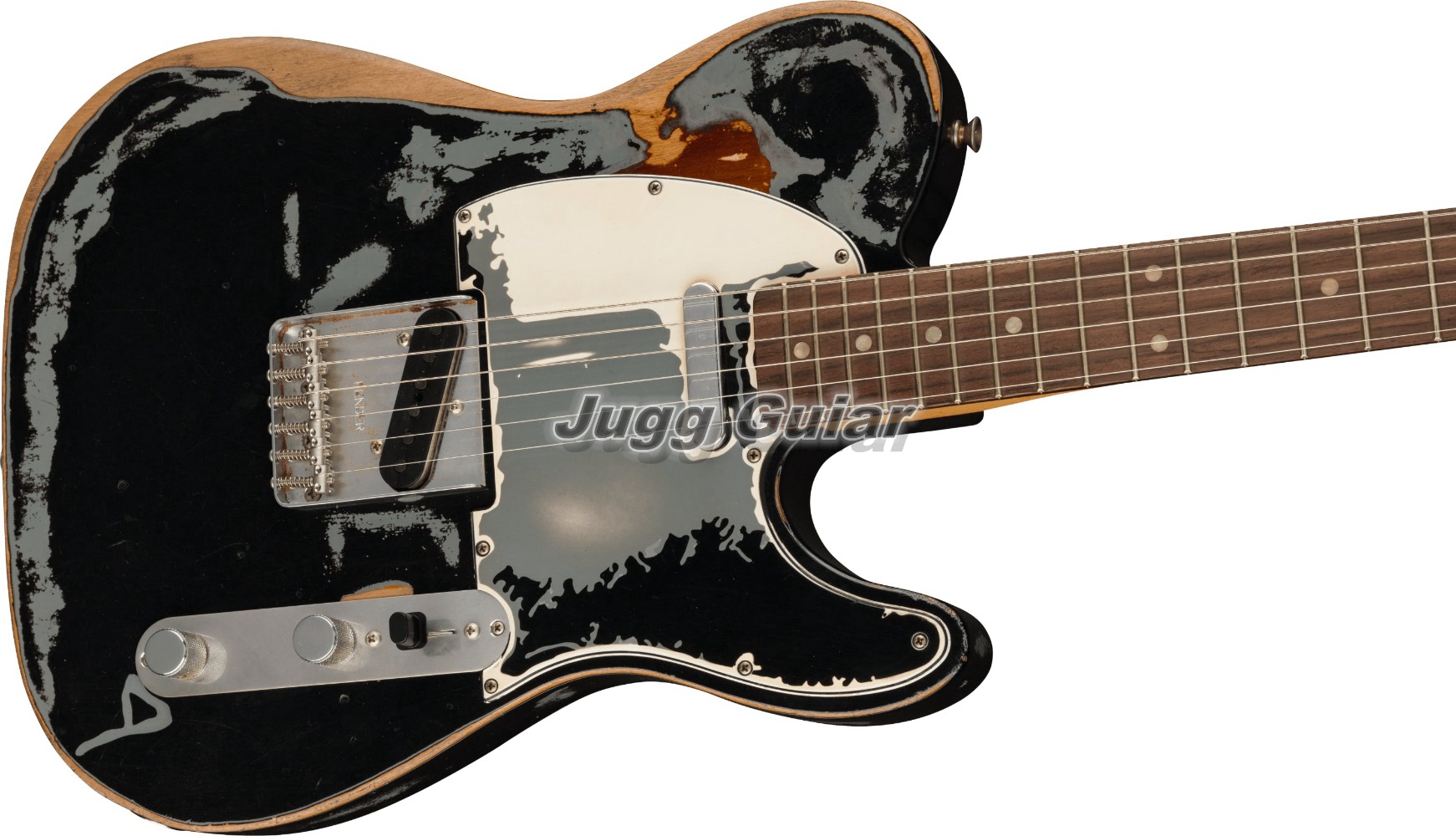 Joe Strummer Signature Road Worn Black Over 3 Tone Sunburst Distressed Electric Guitar Alder Body, Maple Neck 3 Saddle Bridge, Black Pickguard