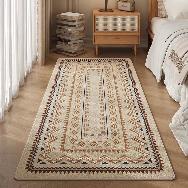 VIKAMA Ethnic Style Bedroom Bedside Rug American Bed Front Long Floor Mat Living Room Mat Room NonSlip Bed End Foot Mat C250913