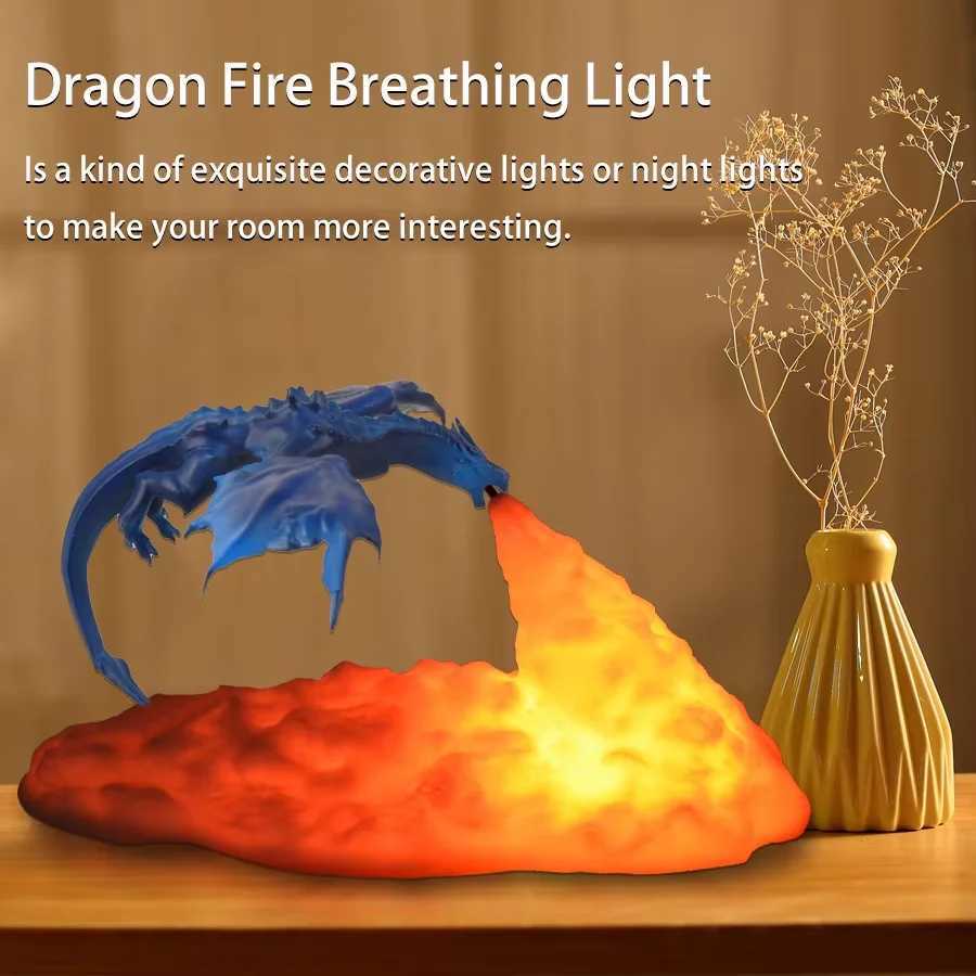 3D Printed LED Dinosaur Lava Lamp LED Flame Night Light USB Rechargeable Decor Night Lamp Desktop Ornament Holiday Birthday Gift C250913
