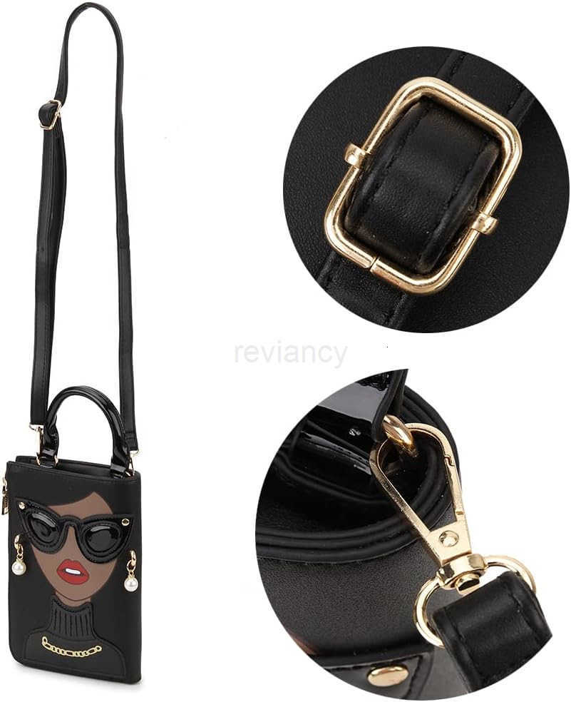 Women Novelty Lady Face Shoulder Bags Funky PU Leather Top Handle Satchel Handbags Clutch Purse for WomenW250913