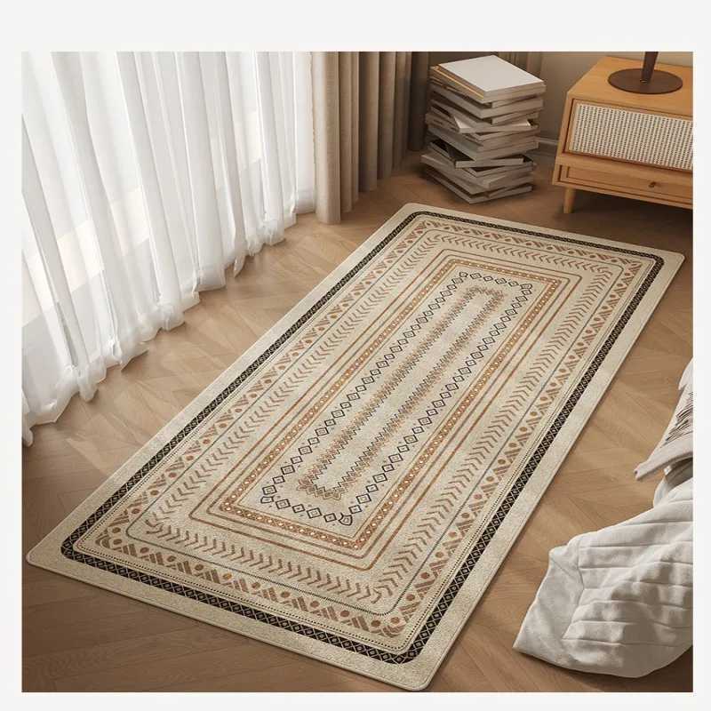 VIKAMA Ethnic Style Bedroom Bedside Rug American Bed Front Long Floor Mat Living Room Mat Room NonSlip Bed End Foot Mat C250913