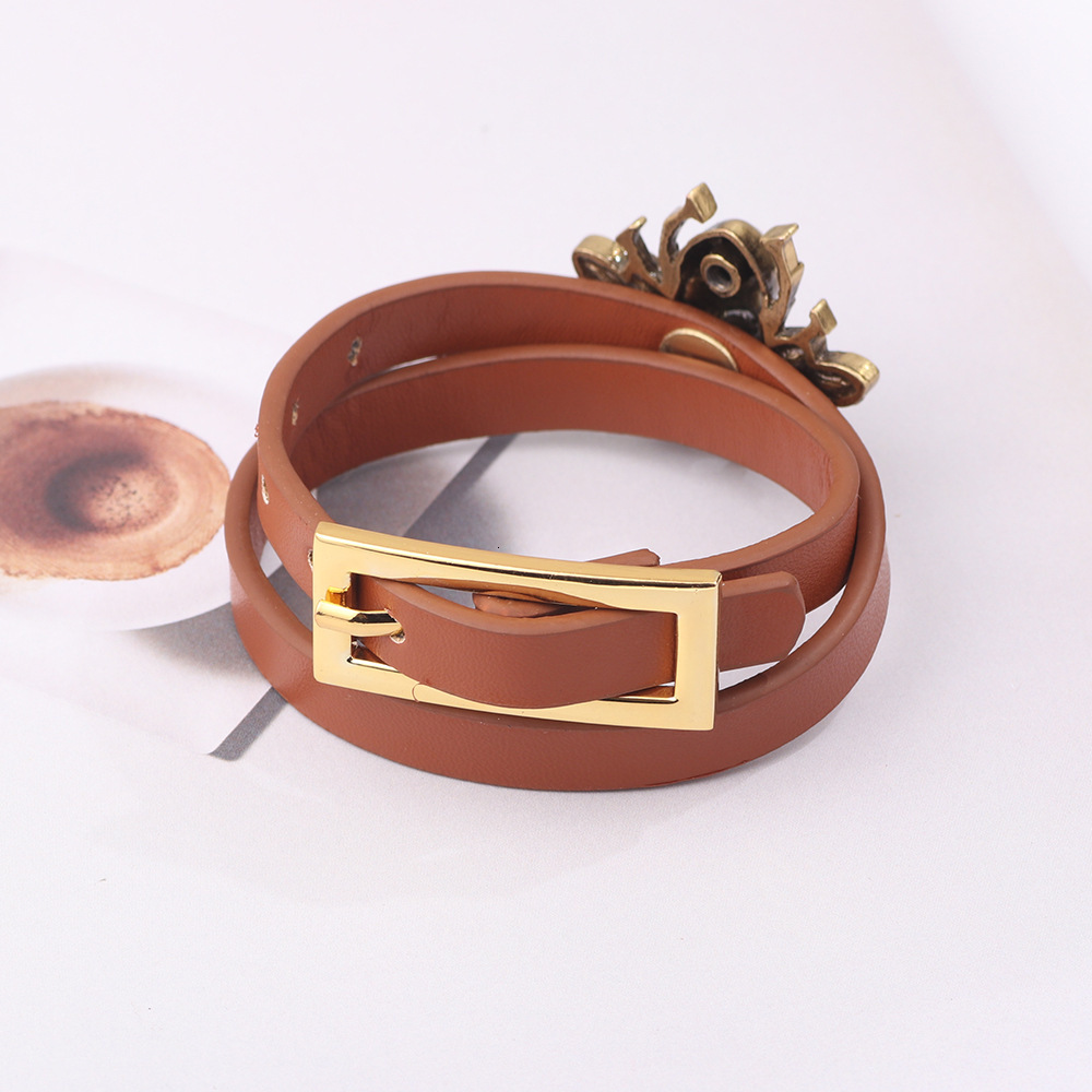 Creative Fashion Bronze Little Bee Runway PU Leather Bracelet Yiwu Accessories ddmymoon