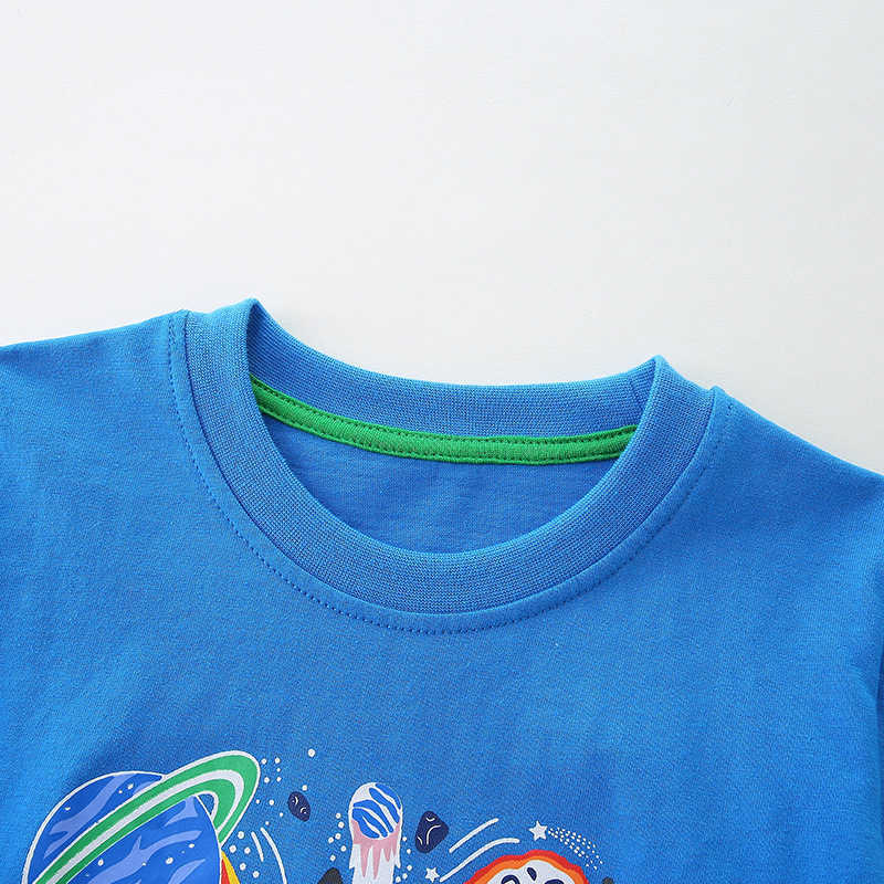 Boys' T-Shirt 25 Summer New Cartoon Planet Print Sports Shirt Children's Round Neck Short Sleeve Top