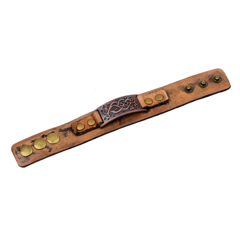 Cowhide Personalized Red Antique Bronze Accessories Leather Jewelry Bracelet for Men High-end Feel ddmymoon
