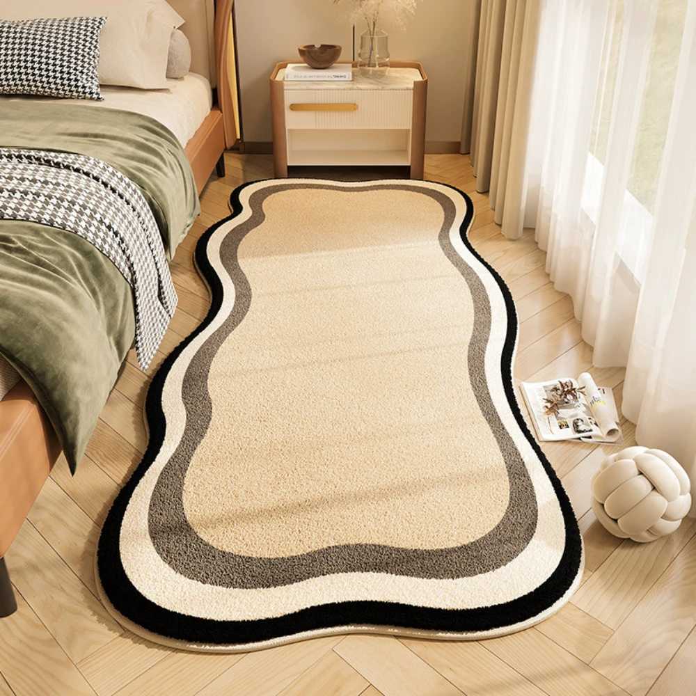 VIKAMA Rug For Bedroom Strips Of Flannel Modern Simple Solid Color Bedroom Bedside Carpet Sofa Window Carpet C250913