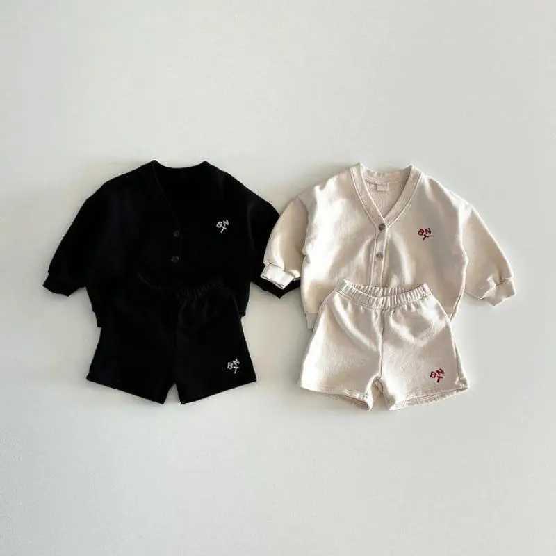 2025 Spring New Children Long Sleeve Clothes Set Baby Boy Girl Cardigan Coat Shorts 2pcs Suit Toddler Kids Casual Outfits C250913