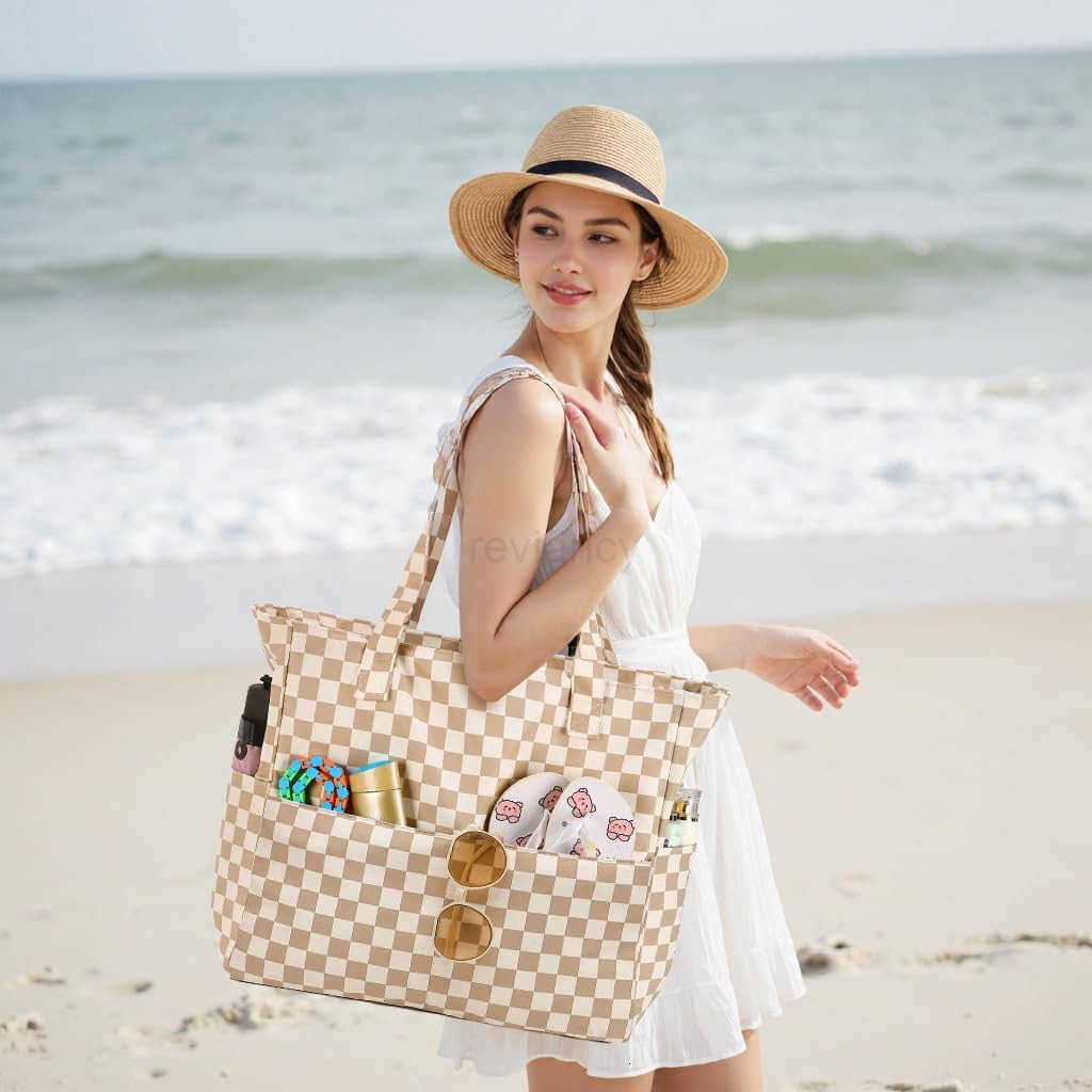 Beach Tote Pool Bags for Women Ladies Extra Large Gym Tote Carry On Bag With Wet Compartment for Weekender TravelW250913