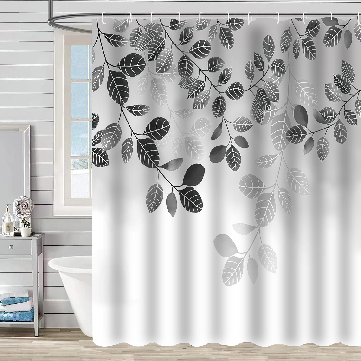 YL-37164 digital shower curtain cross-border plant flower waterproof polyester bathroom four-piece set dry and wet separation moisture-proof