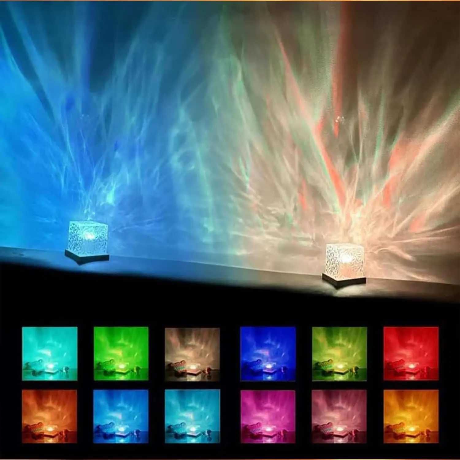 Ocean Wave Projector Light 16 Colors Midnight Aura Aurora Glow Lamp Home Office Bar Restaurant Underwater Projector Night Light C250913
