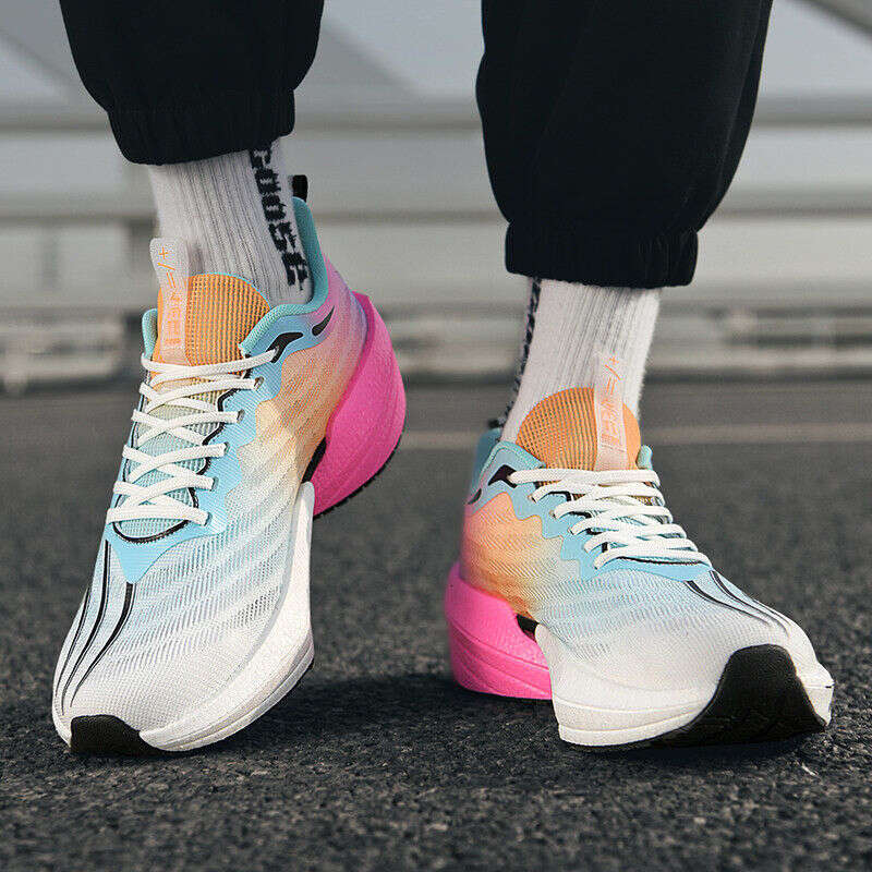HELONG Running Breathable Outdoor Sports Shoes Lightweight Lace-UP Sneakers for Women Comfortable Athletic Men Training Footwear