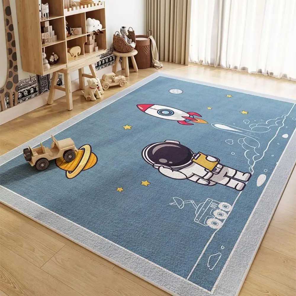 VIKAMA Cartoon Space Theme Crystal Velvet Rug Non slip Soft Kids Room Home Decor C250913