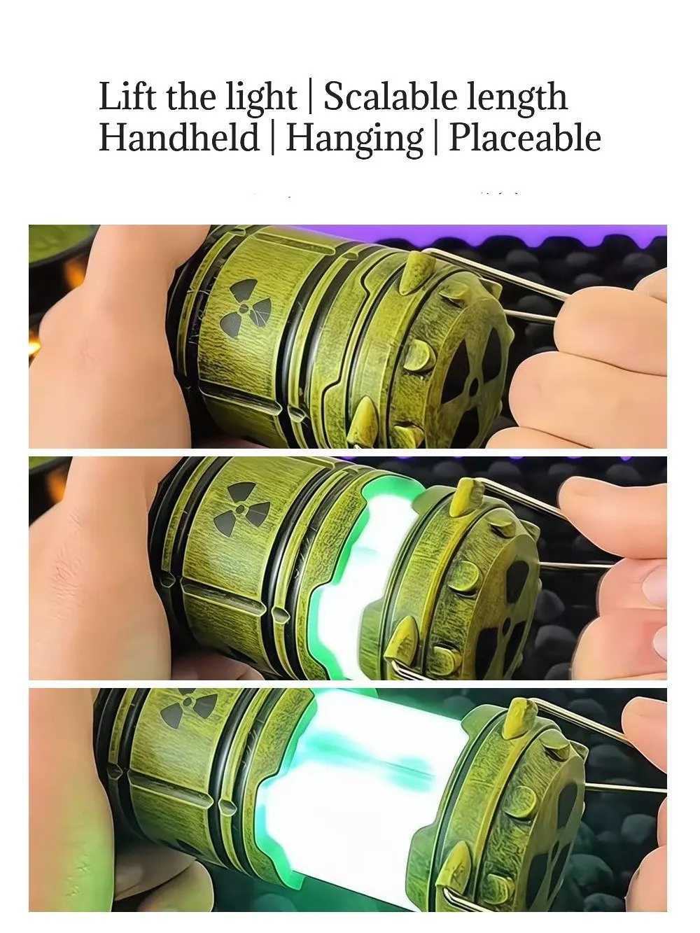 2025 New Cool Nuclear Reactor LED Night Light Pull Light Portable Hanging Handheld Desk Lamp Requires 3 AAA Batteries C250913