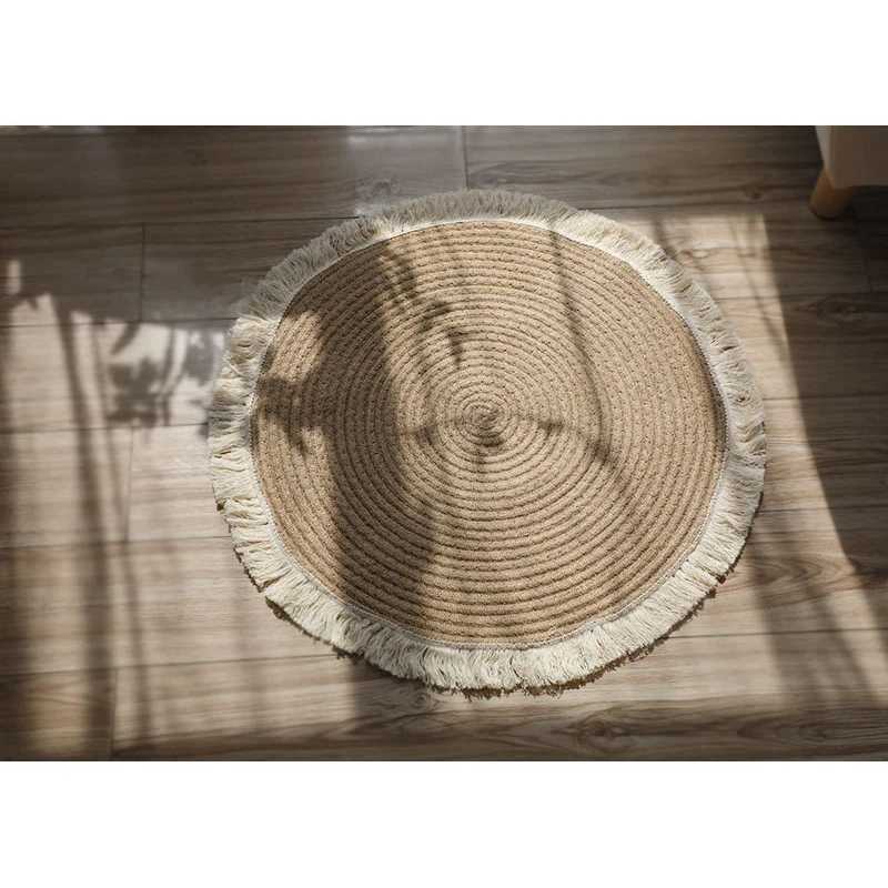 NonSlip Round HandWoven Carpet Sand Scraping Door Entrance Mat Hallway Bath Rug Dust Removal Carpet Wire Loop Footpad 45cm C250913