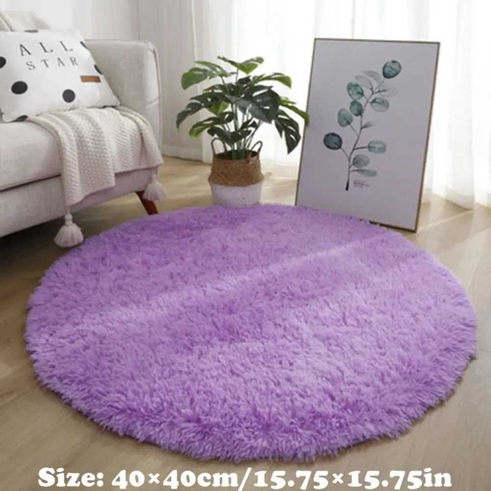 New Soft Plush Living Room Rugs Non Slip 40cm Furry Carpet Solid Color Thickened Round Carpet For Living Room Home Decor Bedroom C250913