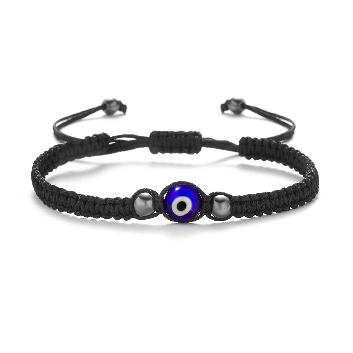 26 Letters Handmade Woven and White Double Heart Black Rope Couple Bracelet Jewelry ddmymoon