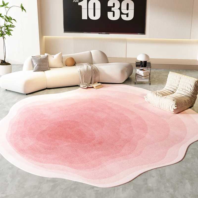 Ins Style Living Room Decoration Pink Carpet Irregular Shape Rugs for Bedroom Fluffy Soft Plush Bedside Mat Luxury Cloakroom Rug C250913