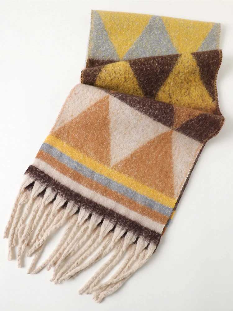 Wen Winter Knitted Scarf scarf Lady Men Casual Striped Print Tassel Warm Soft Scarve Mujer Foard Wrap Shawl New G250912