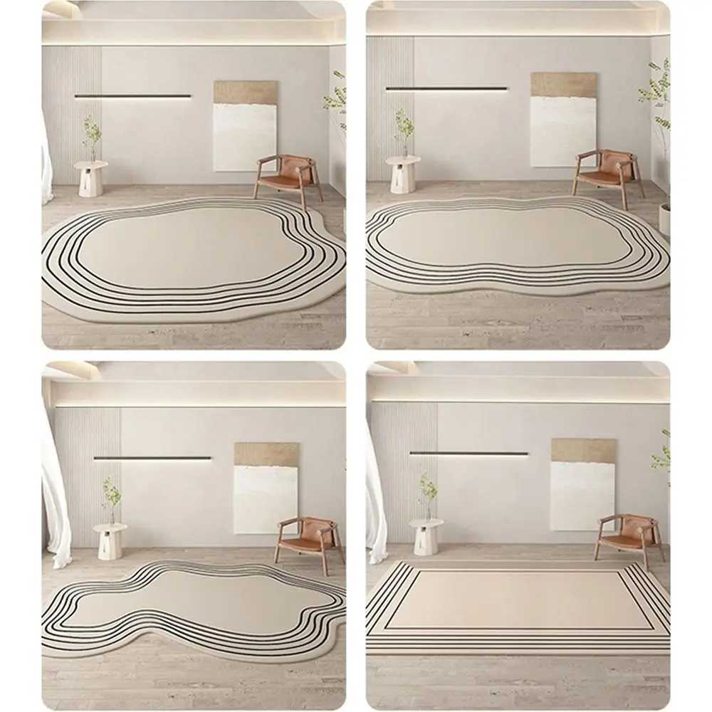 Cream Color Irregular Oval Carpets for Living Room Children Bedroom Rug Ins Soft Fluffy Bedside Rugs Short Plush Large Area Mats C250913