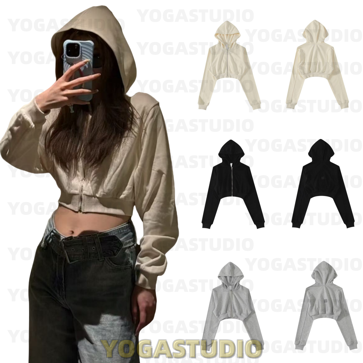 Women Clothes Yoga Zip Up Hoodie and Pant Set Fitness Activewear Gym Sportswear Sports Crop Top Tank and Jogger Pants Set Women Clothes Gear