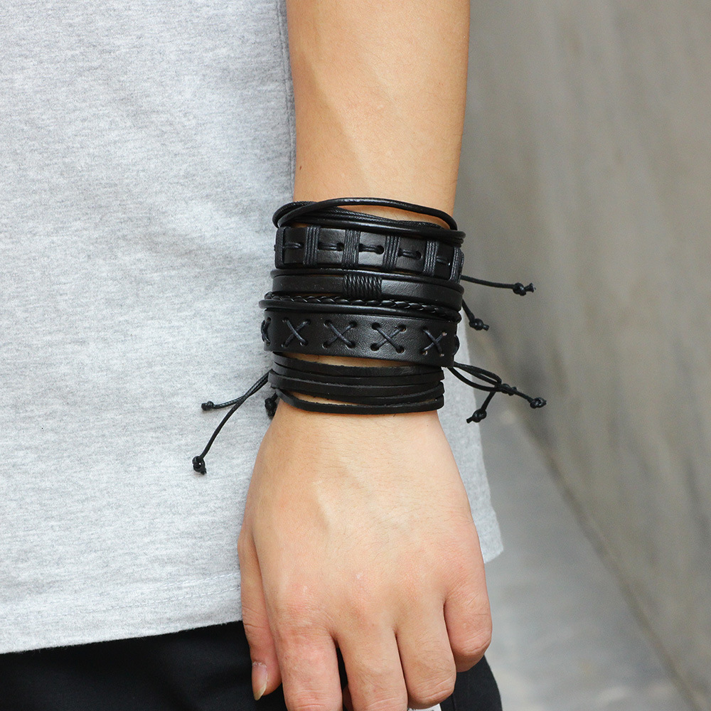 Hot Sale Five-Piece Genuine Leather Bracelet Set Men's Jewelry Accessories ddmymoon