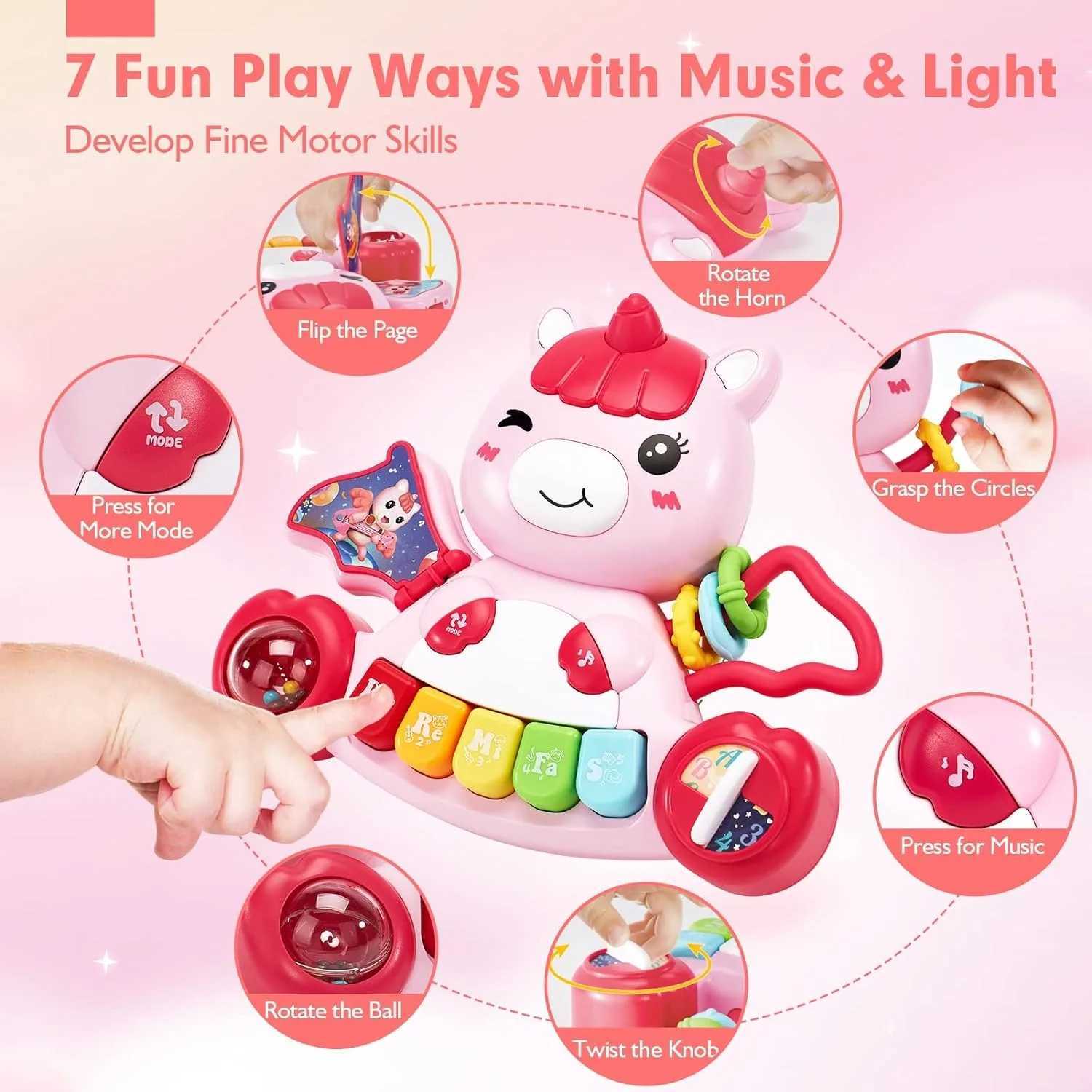 Baby Toys Boys Girls Activity Early Learning Educational Toys Unicorn Musical Light Infant Piano Toys Music Instrument Gift C250913