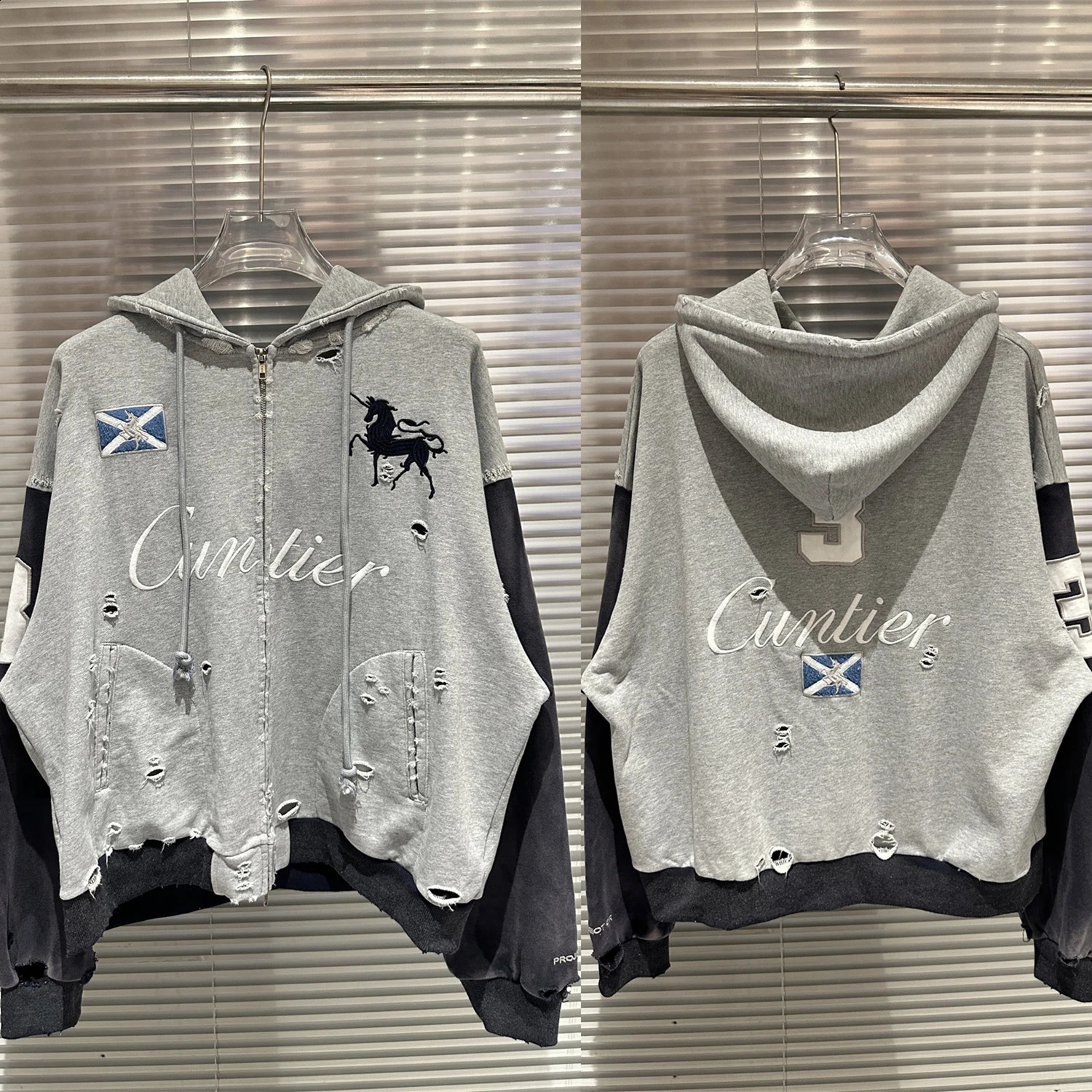 Patchwork PROJECT G/R Vintage Embroidered Warhorse Pattern Pullover Men Women Quality Hoodie 250815