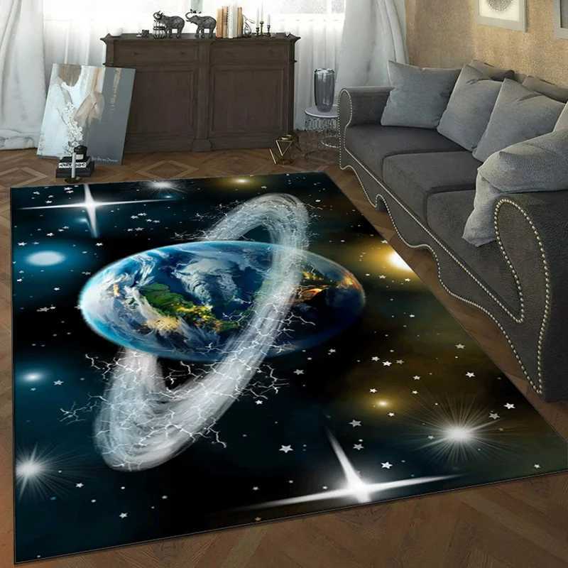 Cosmic Earth Rug with Galaxy Design Modern Home Decor for Bedroom or Living Room Unique SpaceThemed Carpet C250913