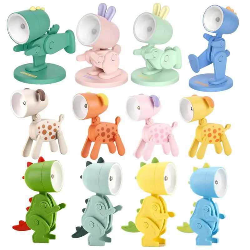LED Night Light Mini Folding Desk Lamp DIY Animal Action Ornament Cute Pet Lights Dog Deer Dinosaur Rabbit Night Light C251122
