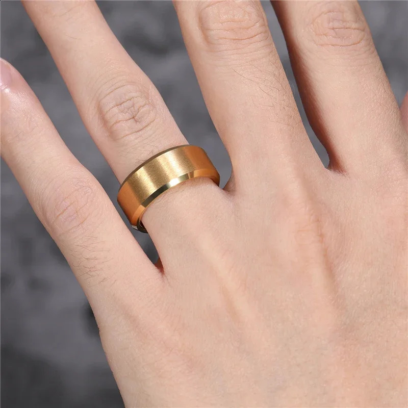 Tigrade Gold Plated Wedding Ring for Women 2468mm Wide Brushed Tungsten Mens ring Anniversary Jewelry for Couple Gift 250912
