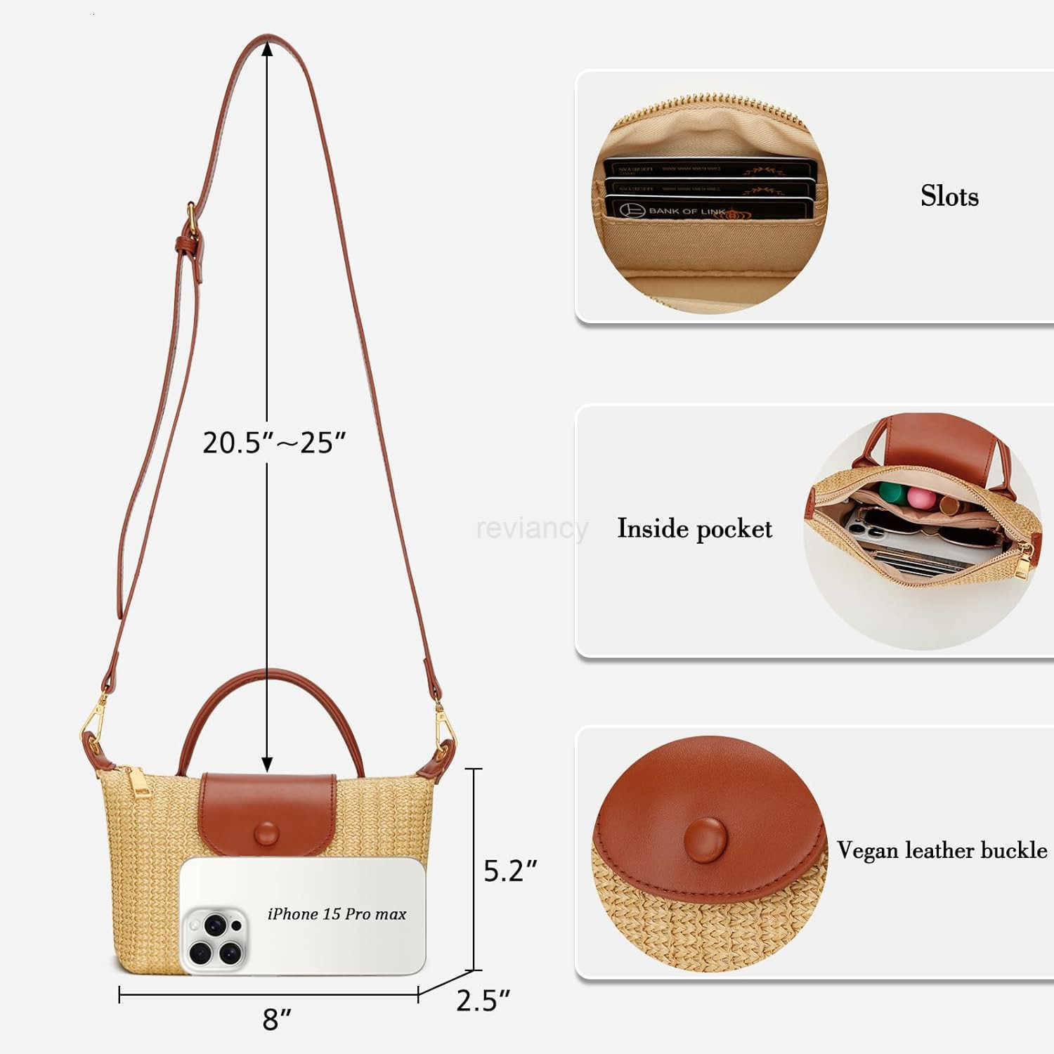 Top Handle Small Straw Woven Crossbody Bag for Women Summer Mini Straw Beach Clutch Shoulder Purse brownW250913