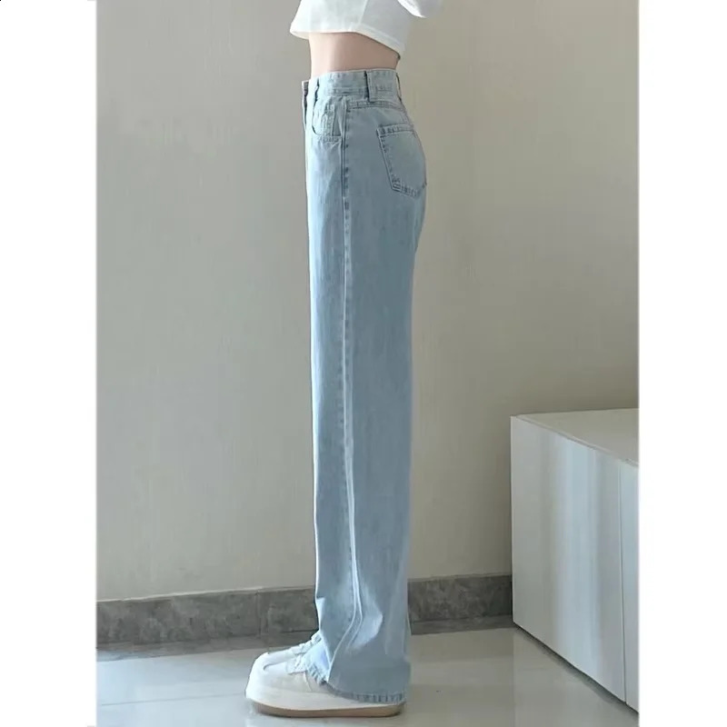 Autumn Spring Jeans Women Denim Vintage Straight Trousers Fashion Female White Black Solid Loose Casual Wide Leg Pants Z260313