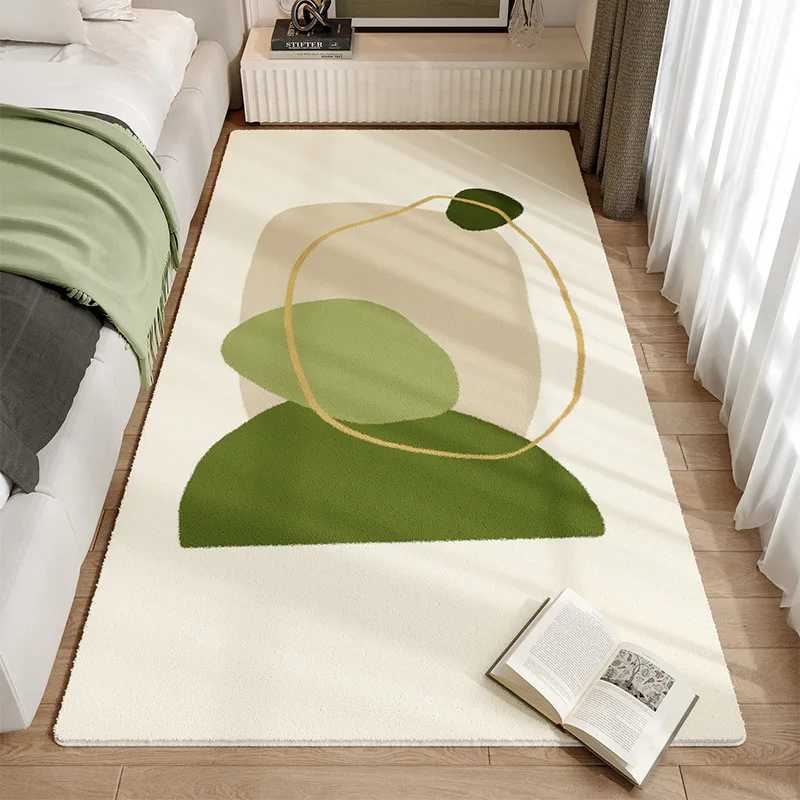 VIKAMA Fresh Green Plush Carpet Bedroom Bed Soft Skin Carpet Bay Window Long Strip Carpet Living Room Sofa Carpet Home Decor C250913