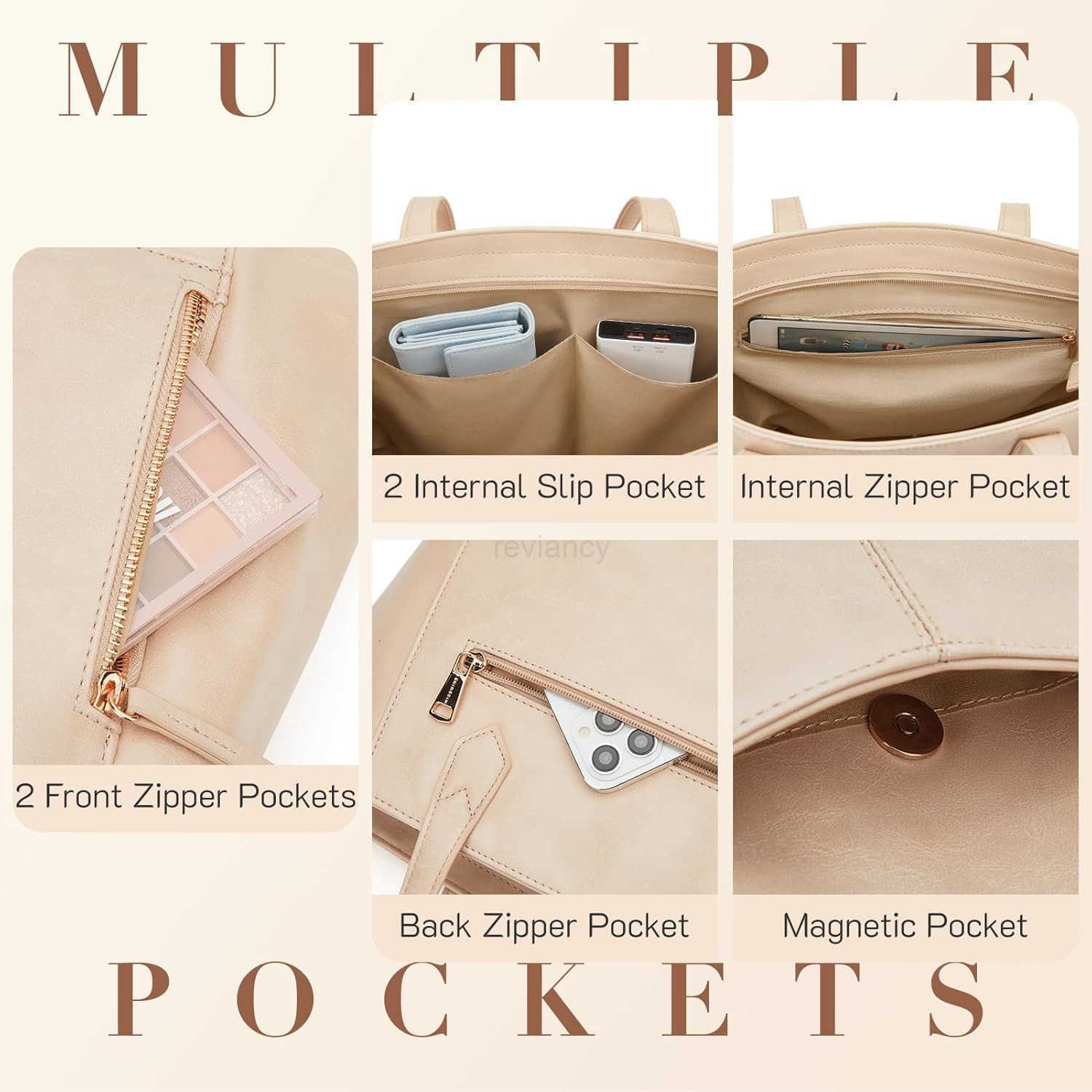 Tote Bag for Women with Zipper Leather Purse and Handbags Ladies Tophandle Shoulder Bags for Work Casual TravelW250913