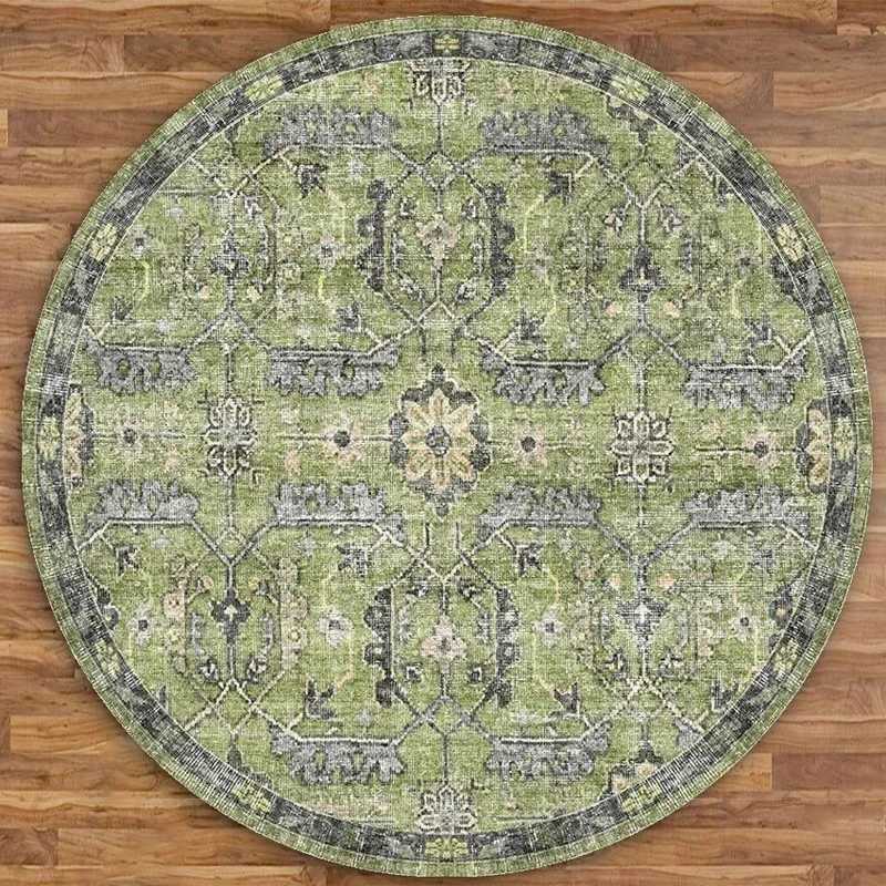 VIKAMA Vintage Persian Bohemian Round Looppile Rug Premium Ethnic Mandala Living Room Bedroom Floor Mats Home Decor Rugs C250913