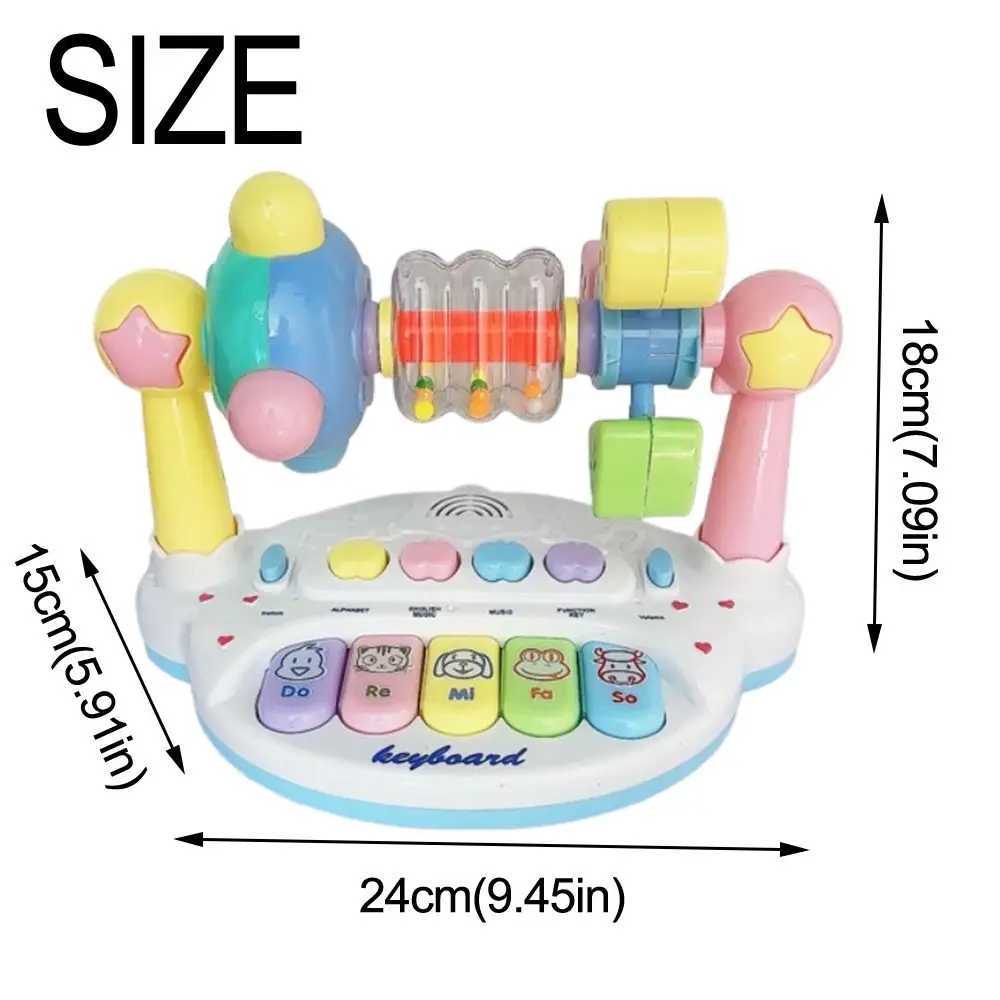 Interactive Baby Music Piano Toy with Light Sound Animals Sounding Rotating Music Piano Music Instrument 5 Keys Keyboard C250913