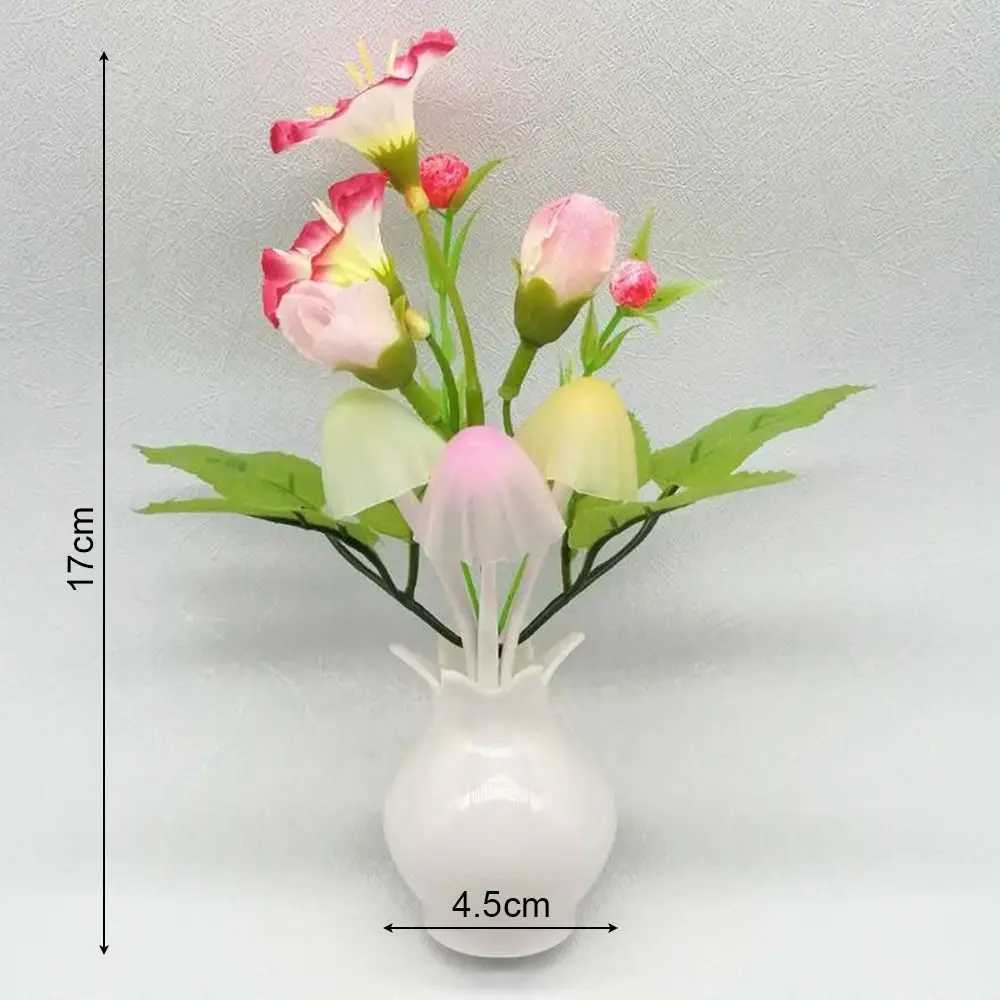 LED Mushroom Lamp LED Night Lamp Novel 7color Night Lamp 220V EU Plug Sensing Dream High Grade Pomegranate Vase Flowers C251122
