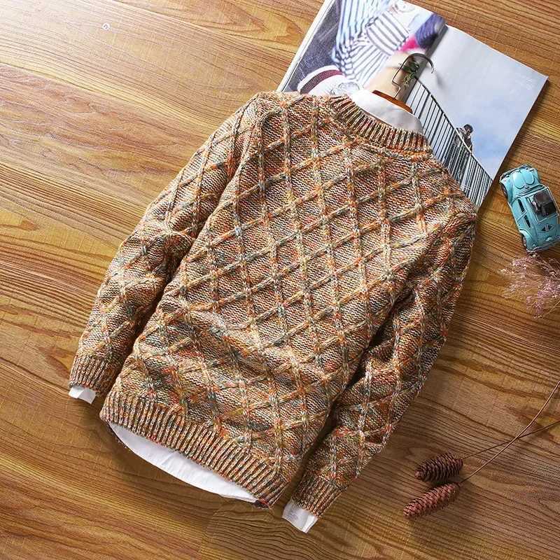 New Mens Sweaters Winter Male Round Neck Pullover Knitwear Sweater Men Casual Wool Slim Pullovers Diamondshaped Korean Style W250913
